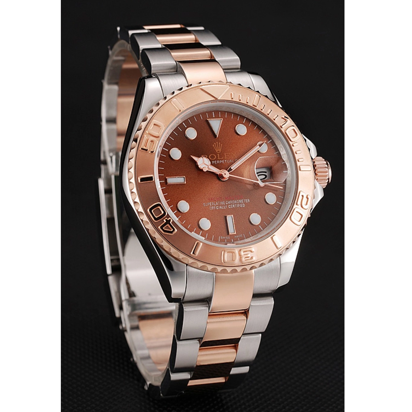Aaa replica watch Bracelet Master Two Tone Rose Gold Steel Rolex Dial 1453864 Yacht Stainless 0716